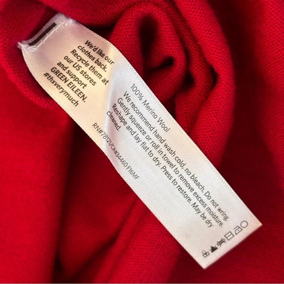 EILEEN FISHER Merino Wool Red Sweater Women's Petite Medium - Picture 9 of 15